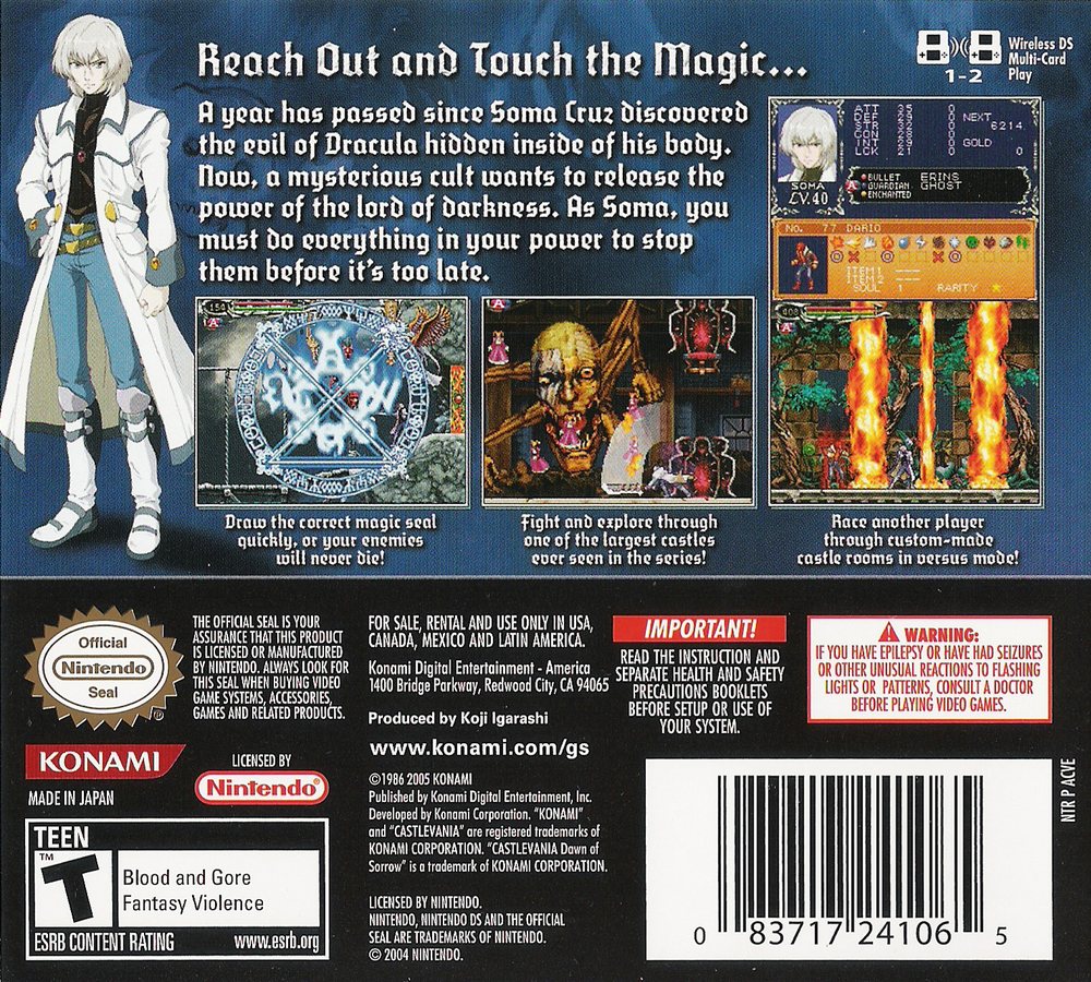 Castlevania - Dawn of Sorrow Box Art - Back