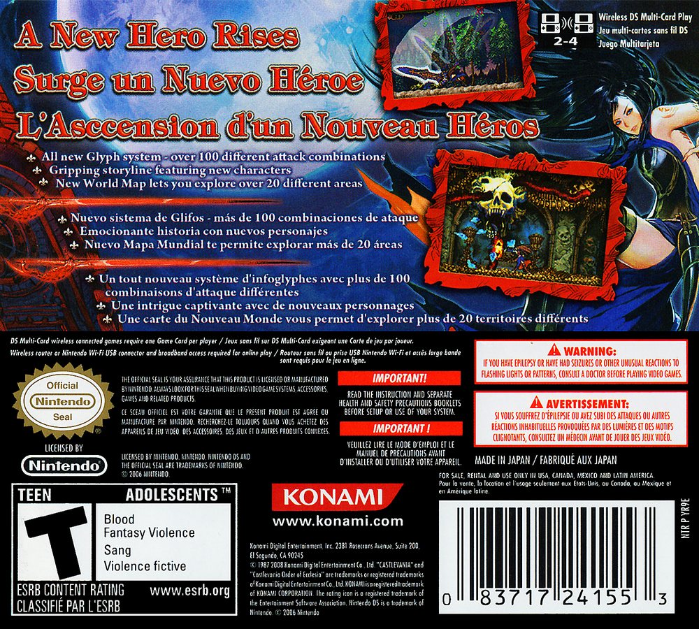 Castlevania - Order of Ecclesia Box Art - Back