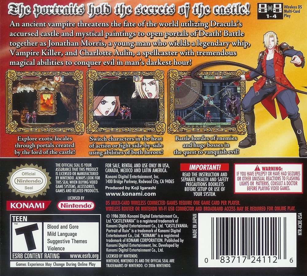 Castlevania - Portrait of Ruin Box Art - Back