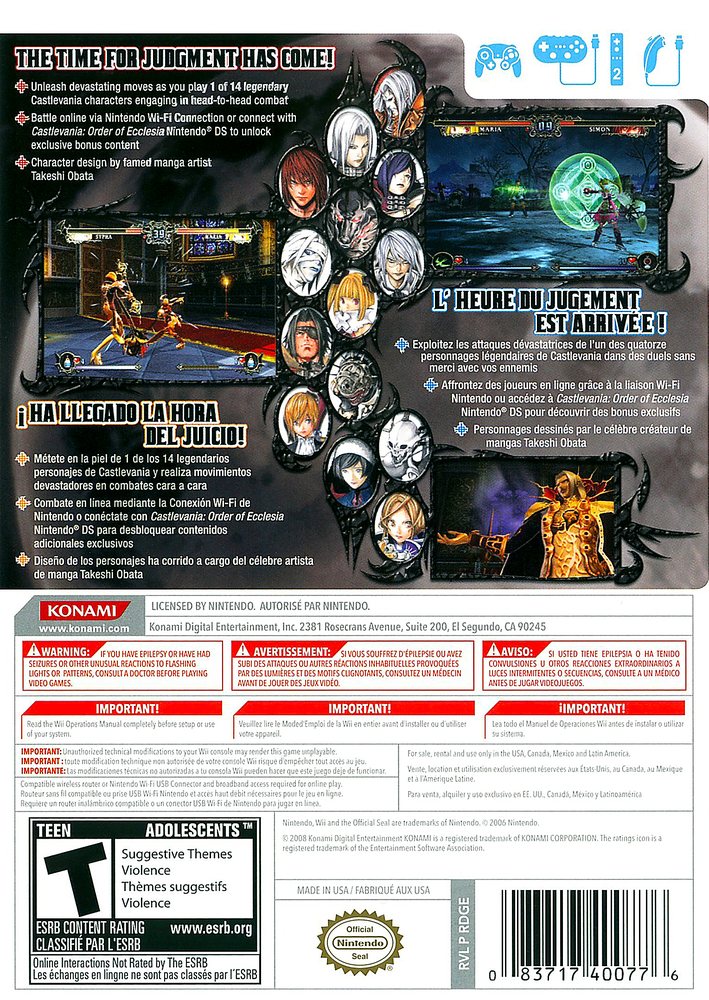 Castlevania Judgment Box Art - Back