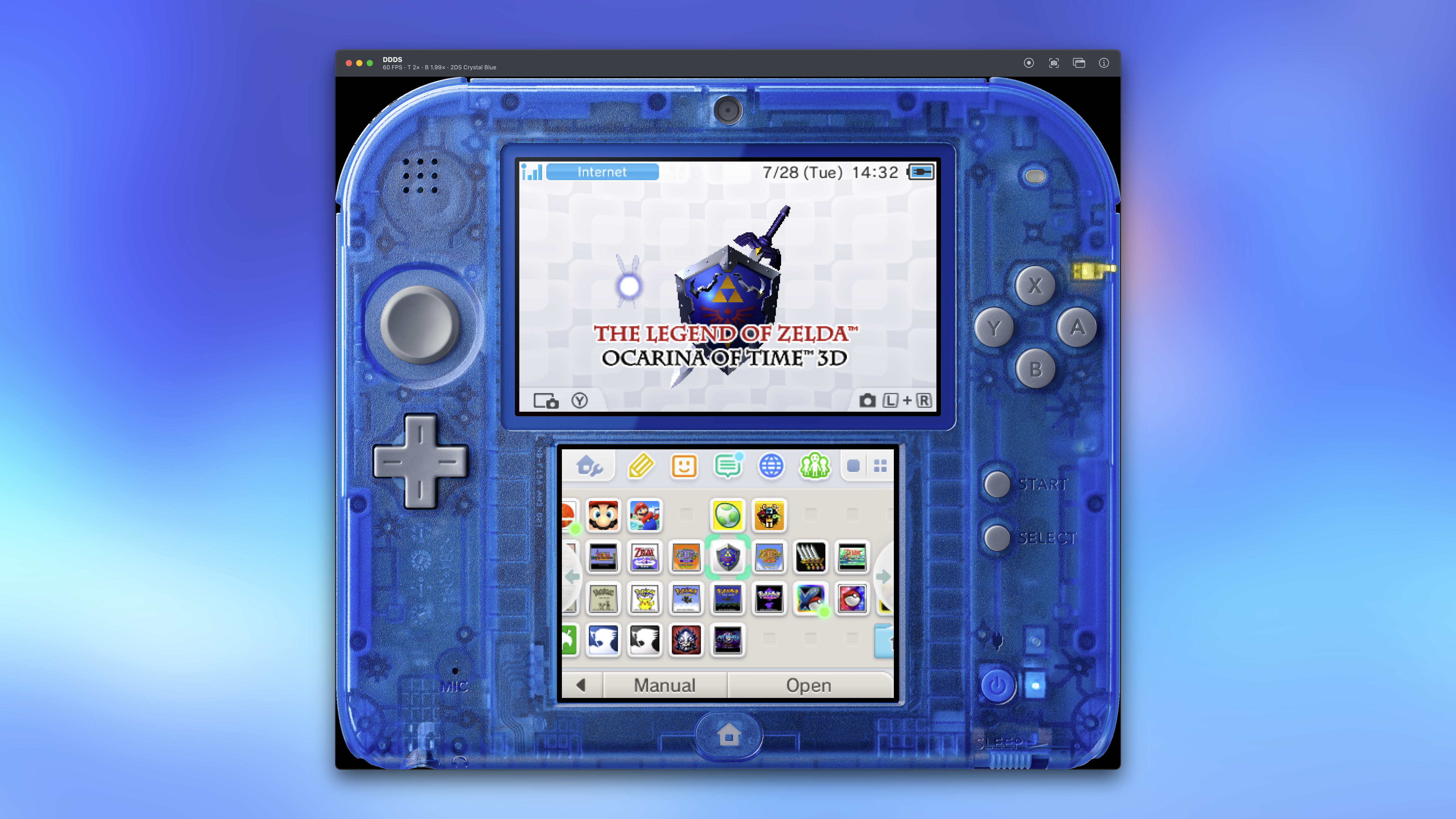 DDDS with an overlay of a crystal blue 2DS