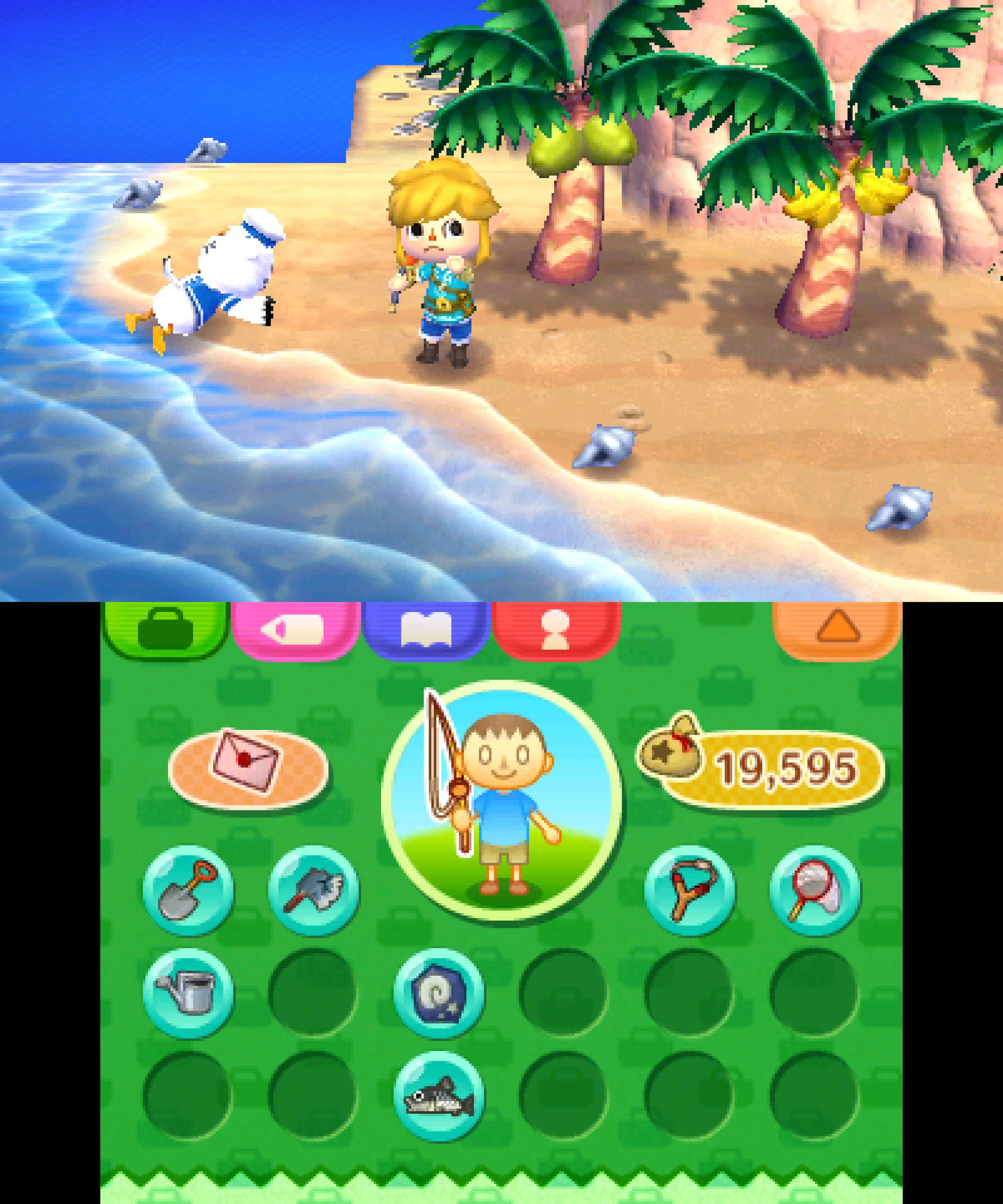 Animal Crossing: New Leaf top and bottom screens scaled by 9x