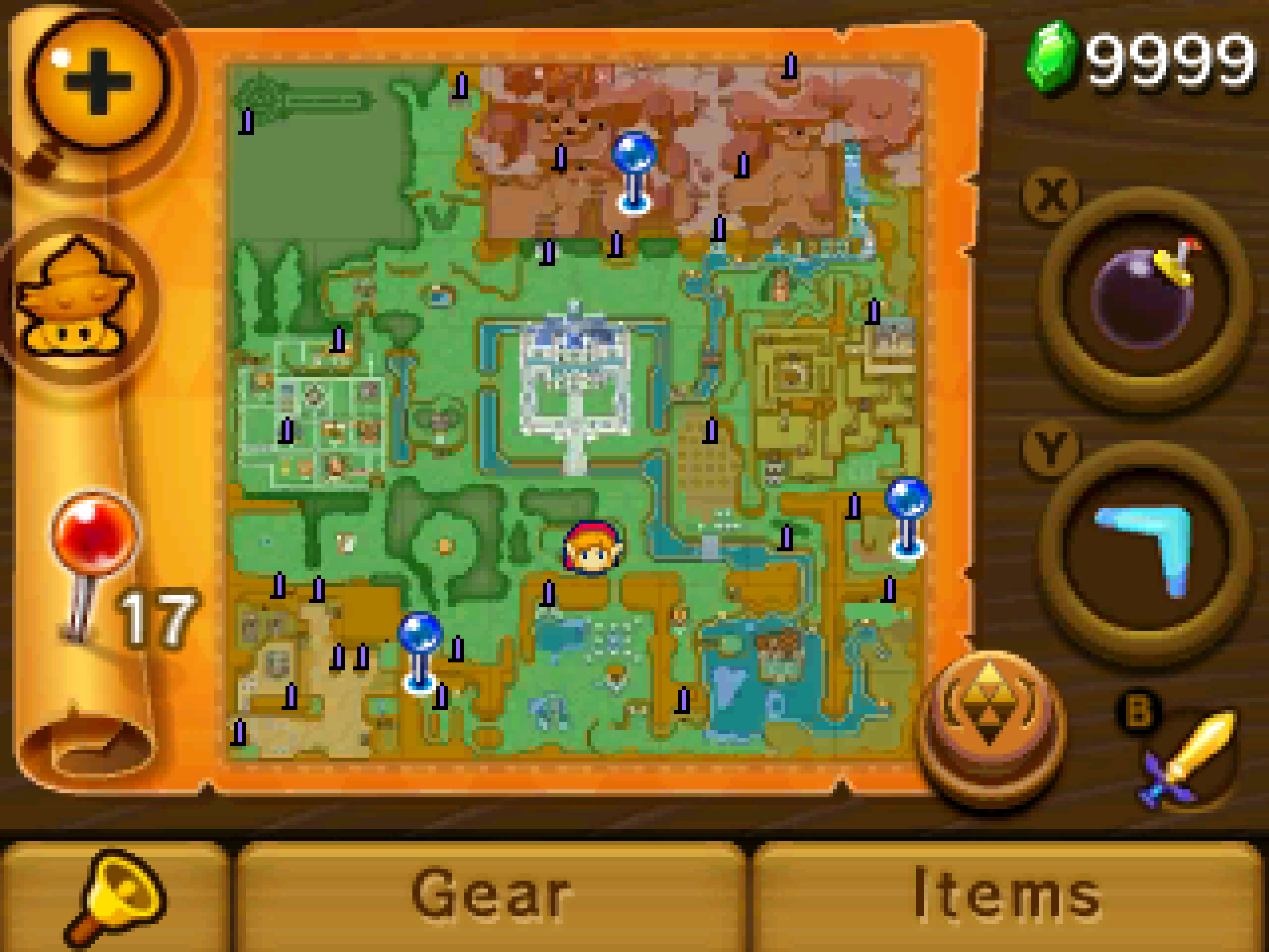 The Legend of Zelda: A Link Between Worlds bottom screen scaled by 9x