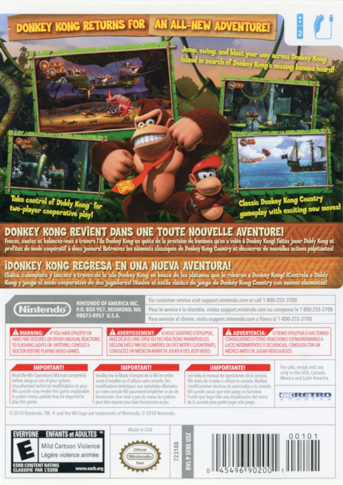 Donkey Kong Country Returns Box Art - Back