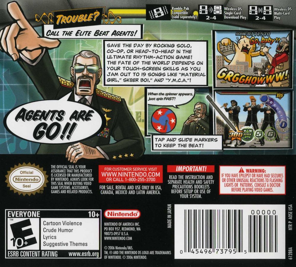 Elite Beat Agents Box Art - Back