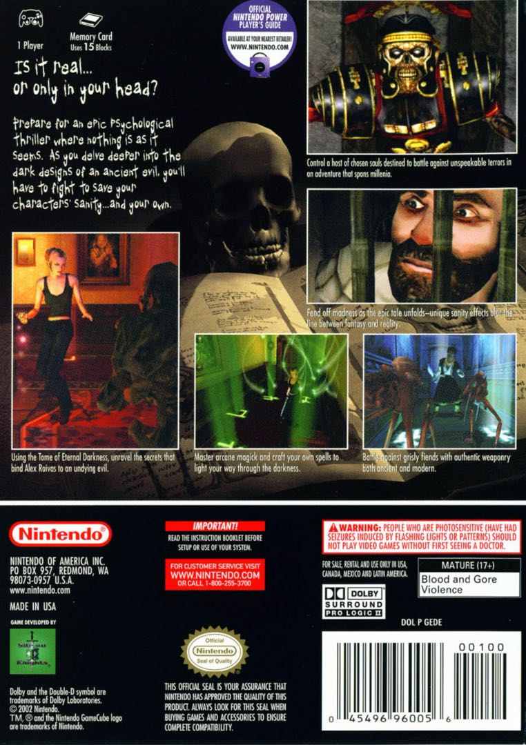 Eternal Darkness - Sanity's Requiem Box Art - Back