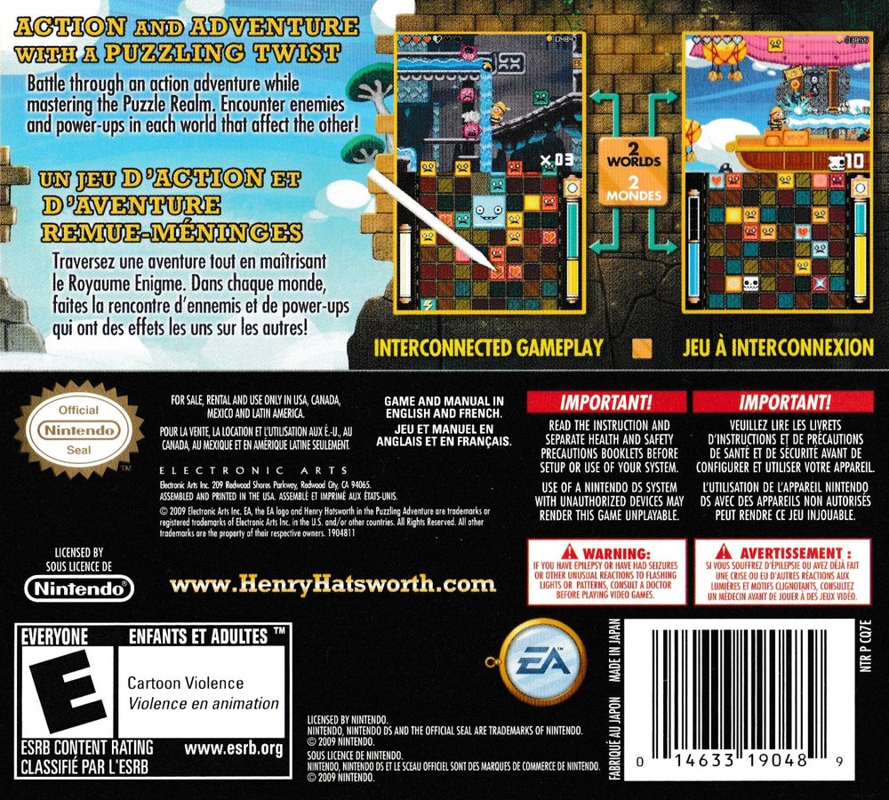 Henry Hatsworth in the Puzzling Adventure Box Art - Back