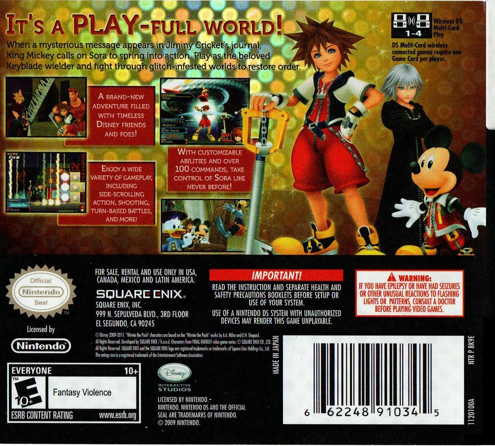 Kingdom Hearts ReCoded Box Art - Back