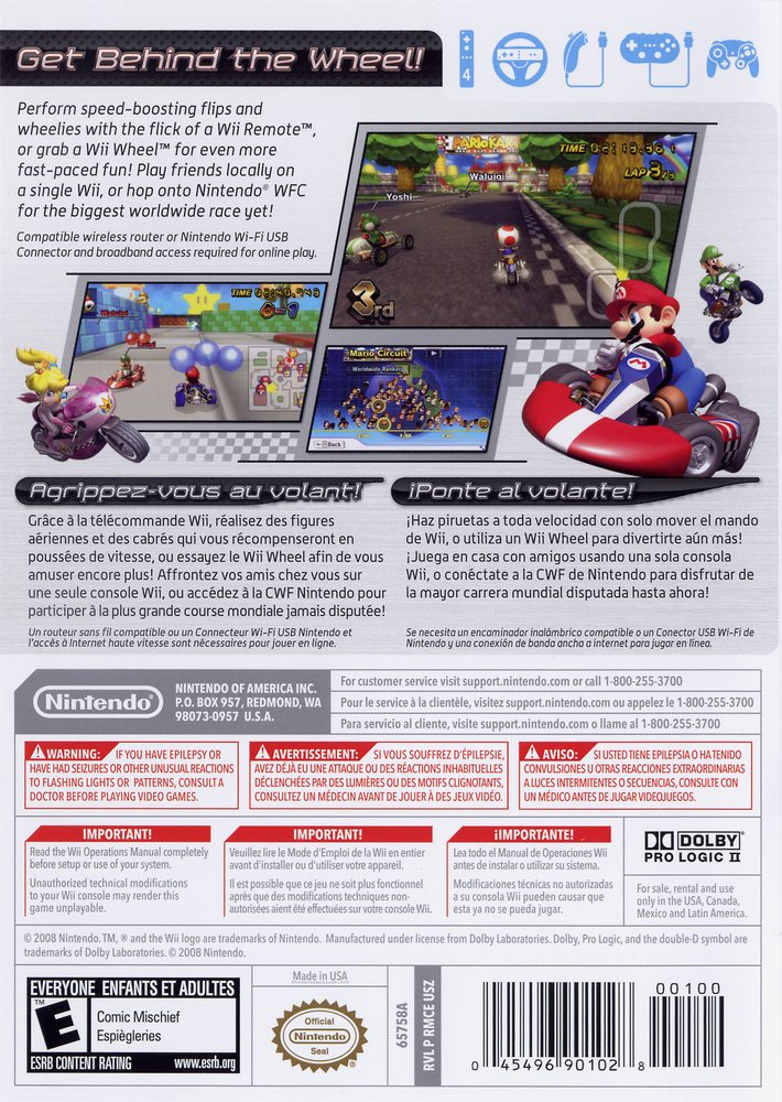 Mario Kart Wii Box Art - Back