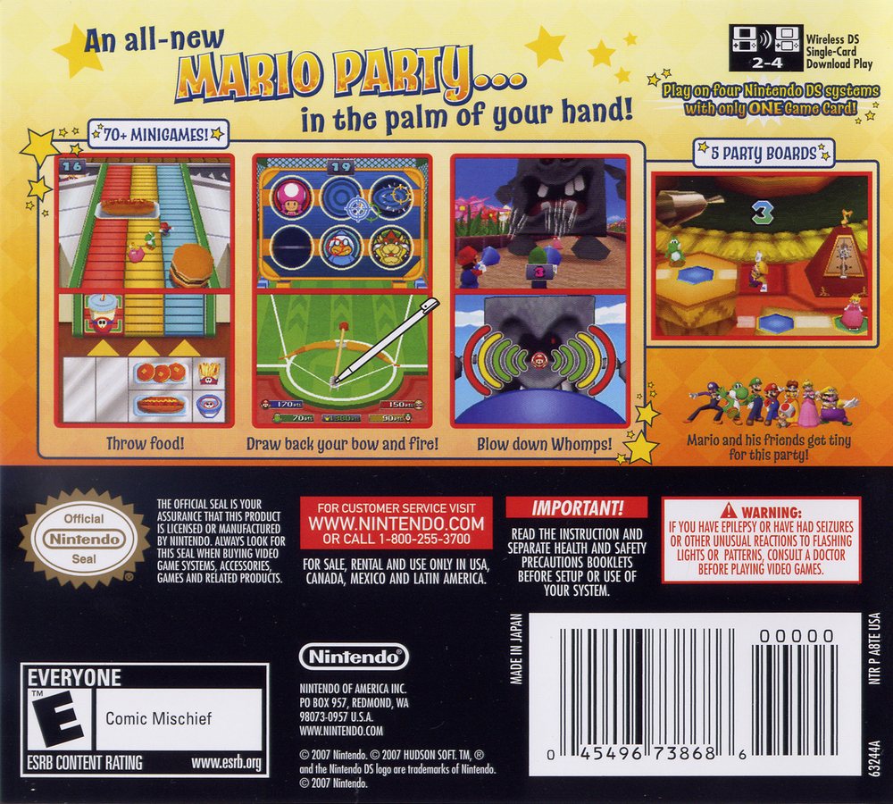 Mario Party DS Box Art - Back