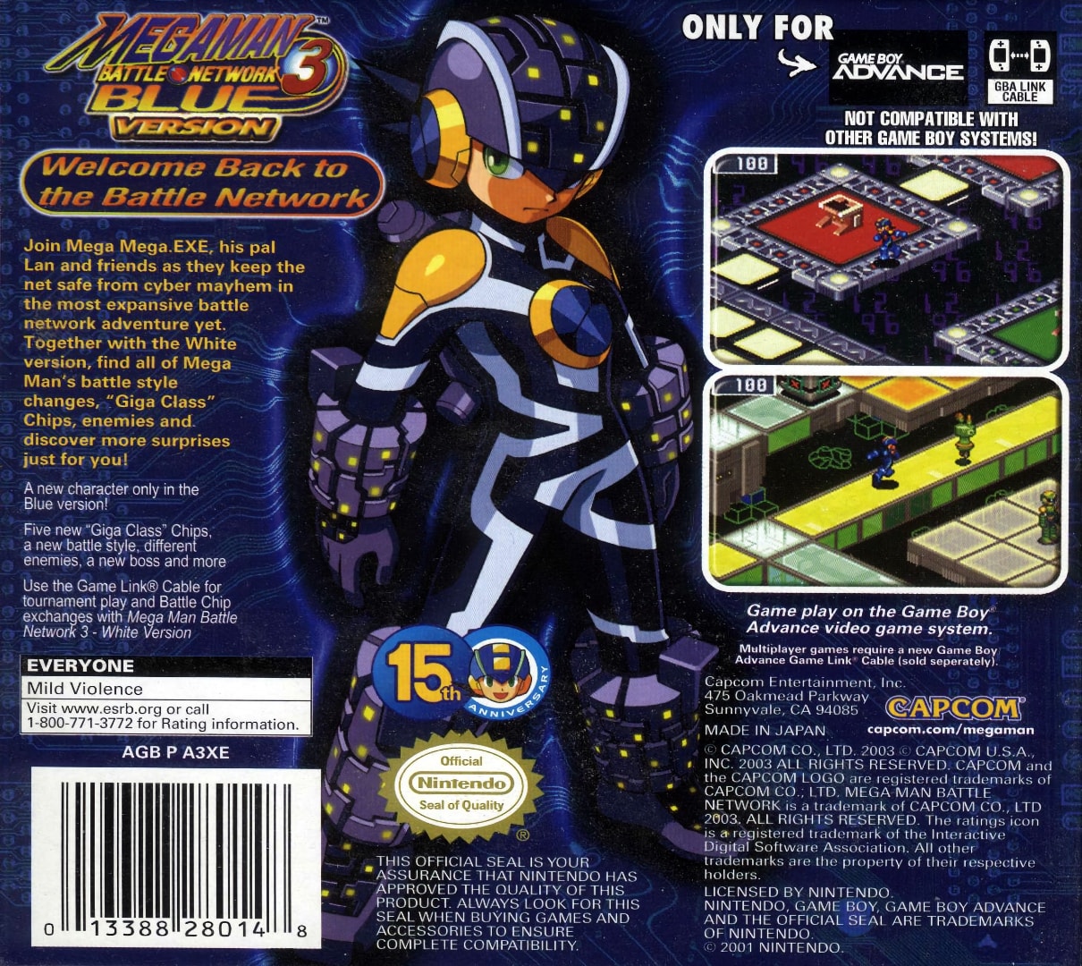 Mega Man Battle Network 3 Blue Box Art - Back