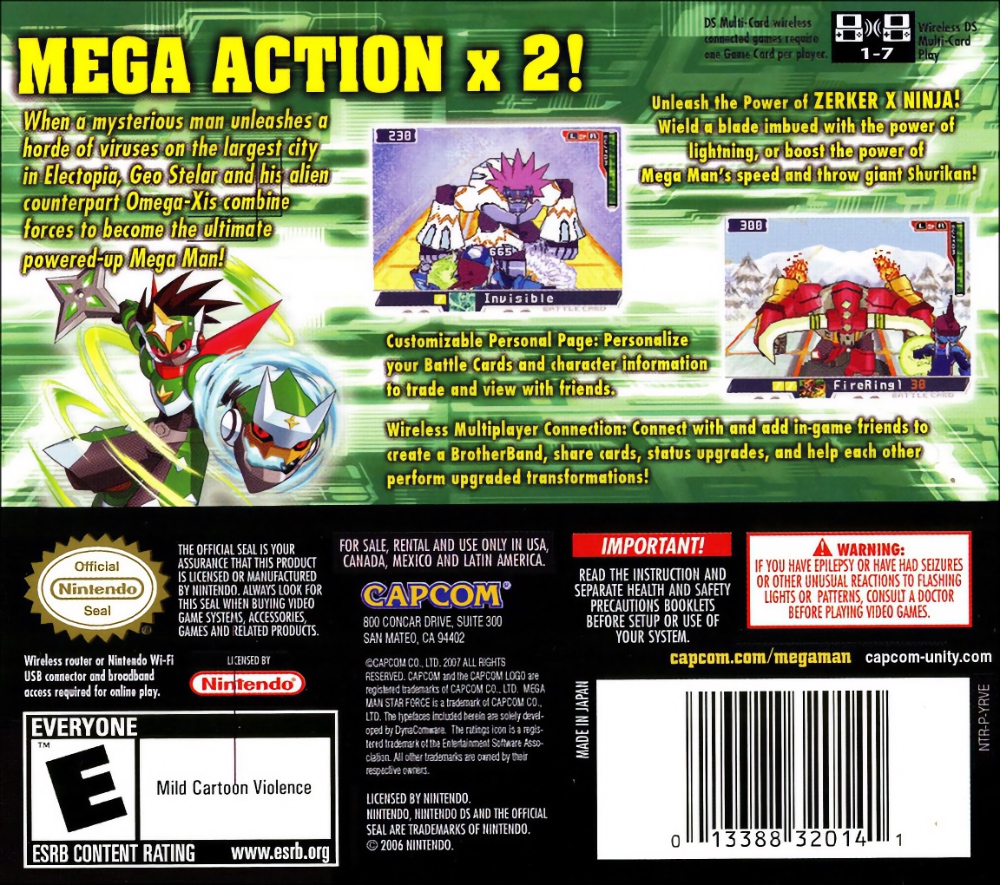 Mega Man Star Force 2 - Zerker × Ninja Box Art - Back