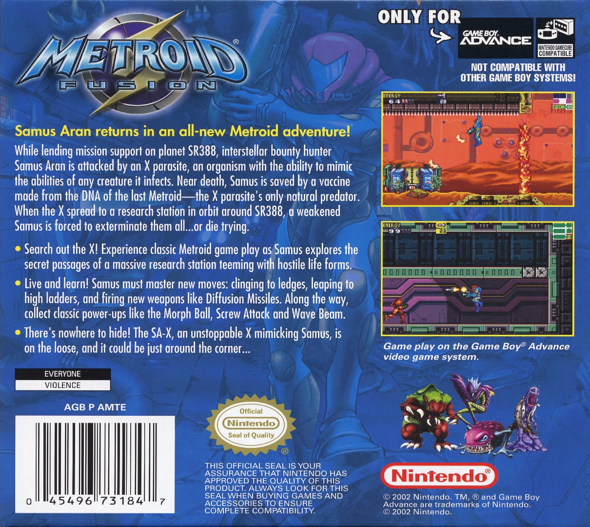 Metroid Fusion Box Art - Back