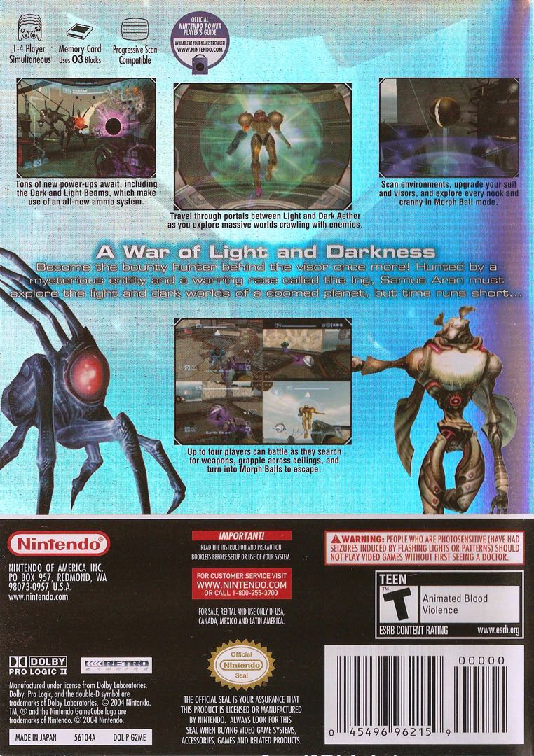 Metroid Prime 2 Echoes Box Art - Back