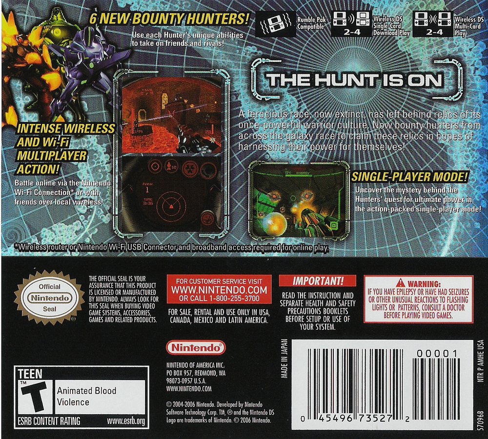 Metroid Prime Hunters Box Art - Back