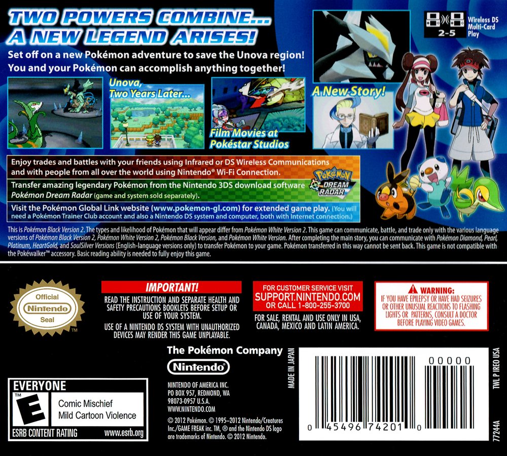 Pokémon Black Version 2 Box Art - Back