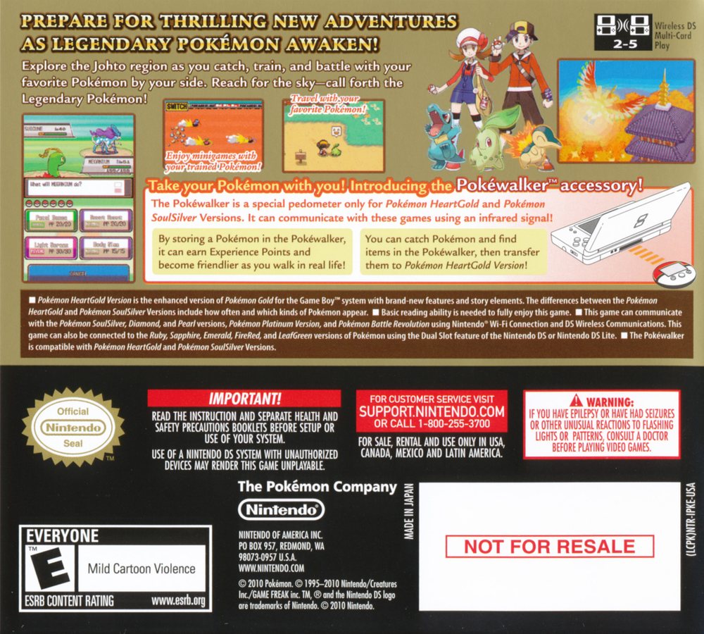 Pokémon HeartGold Version Box Art - Back
