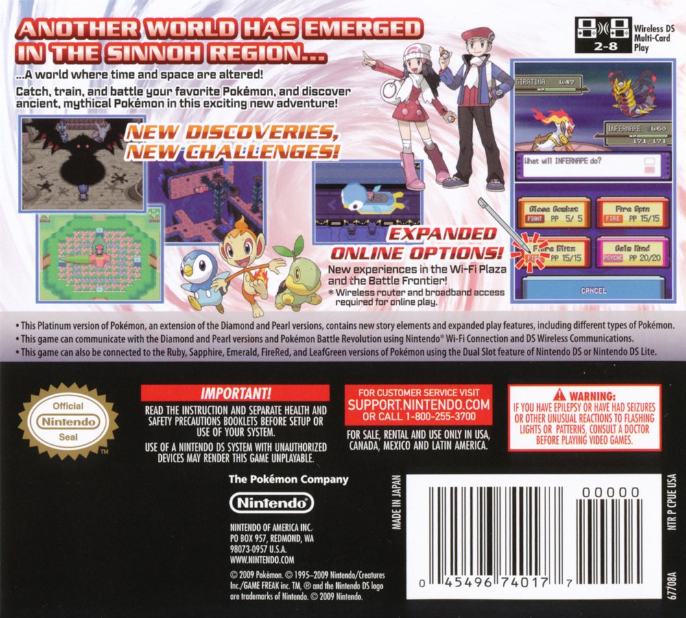 Pokémon Platinum Box Art - Back