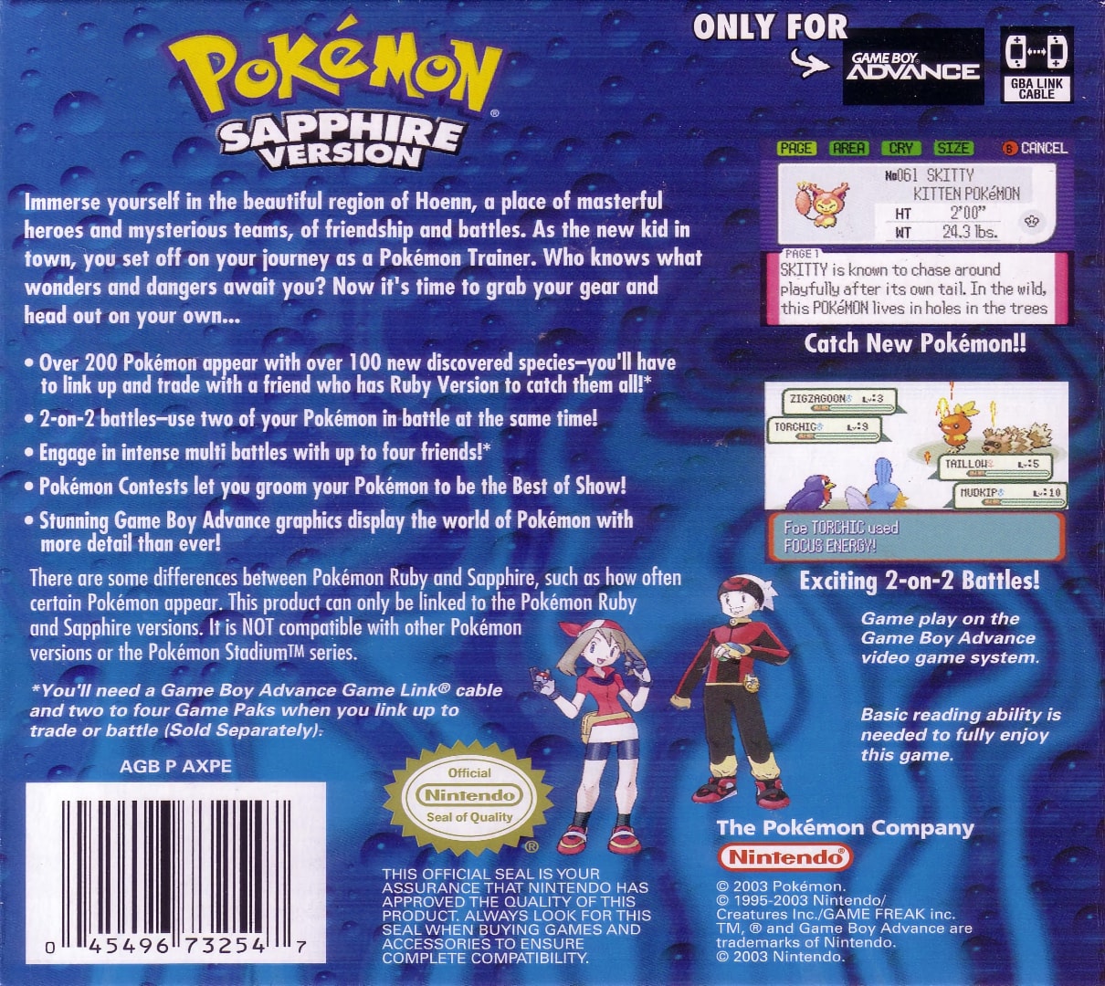 Pokémon Sapphire Box Art - Back
