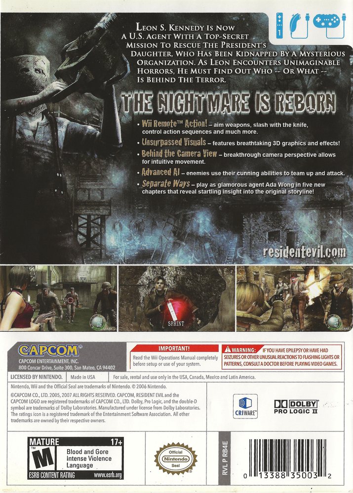 Resident Evil 4 - Wii Edition Box Art - Back