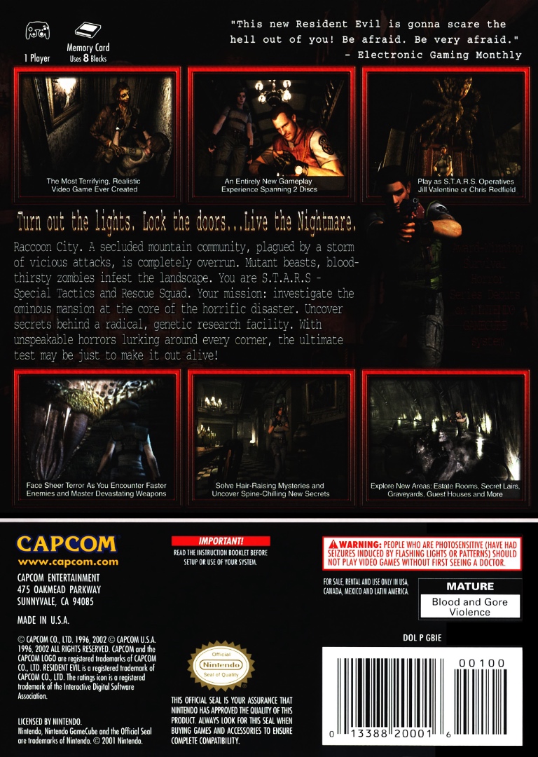 Resident Evil Box Art - Back