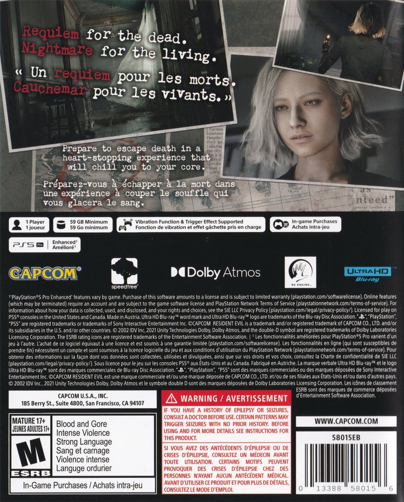 Resident Evil Requiem Box Art - Back