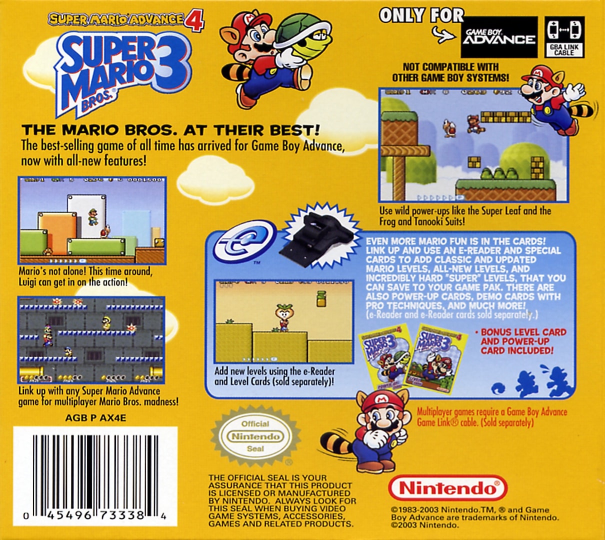 Super Mario Advance 4 Box Art - Back