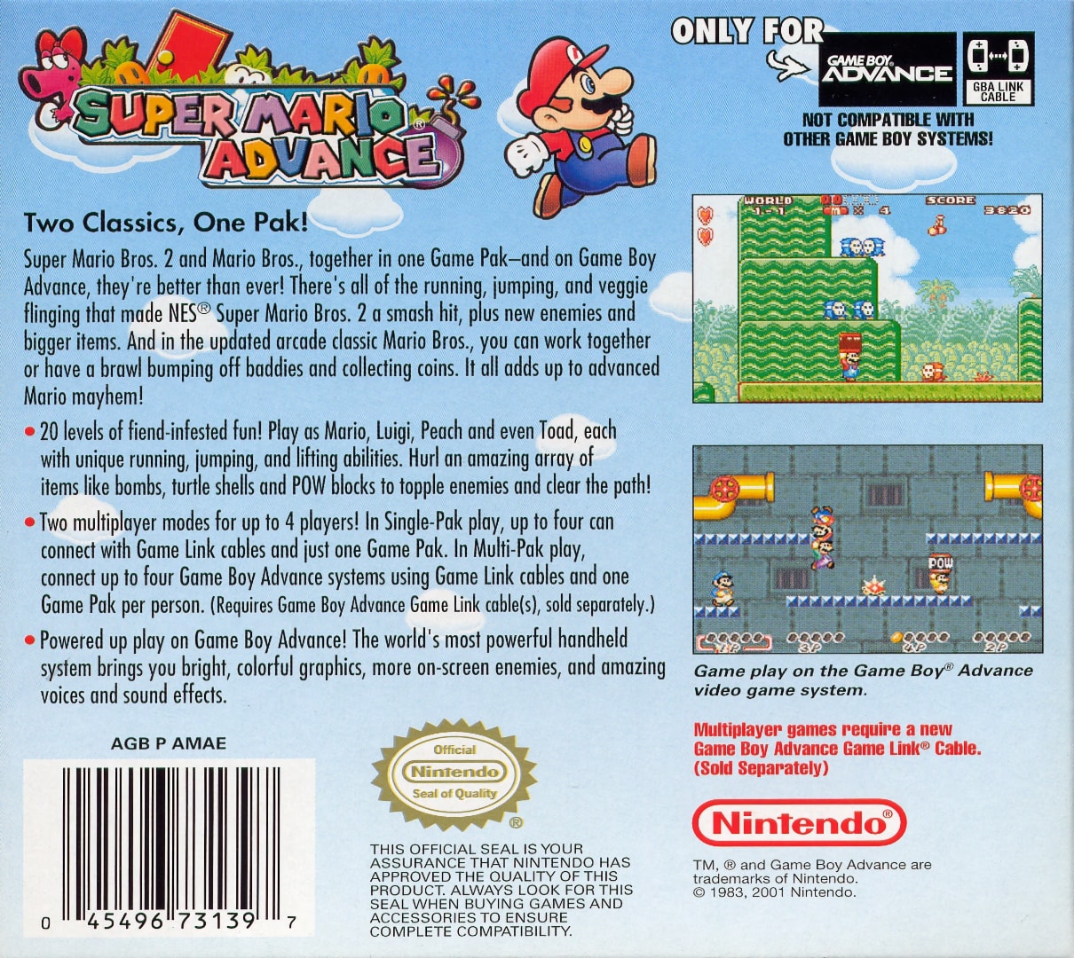 Super Mario Advance Box Art - Back