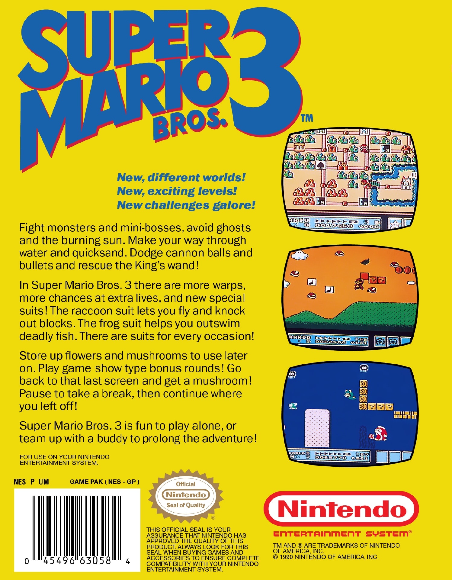 Super Mario Bros 3 Box Art - Back