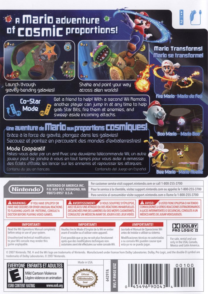 Super Mario Galaxy Box Art - Back