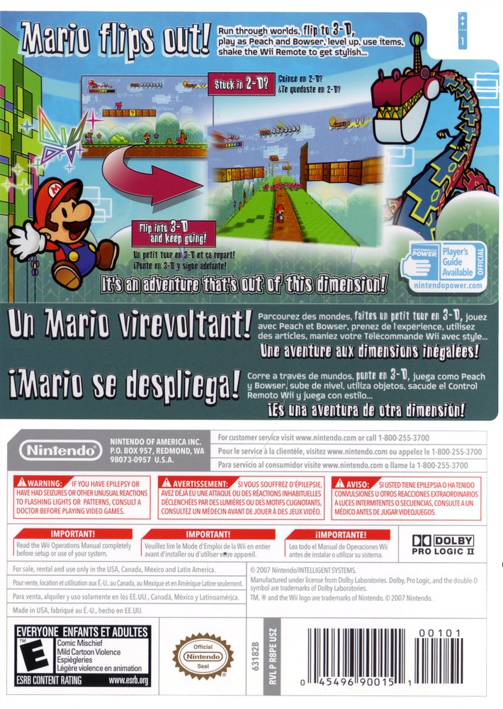 Super Paper Mario Box Art - Back