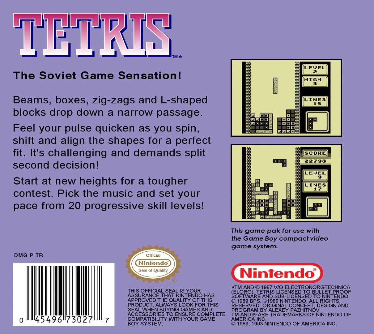 Tetris Box Art - Back