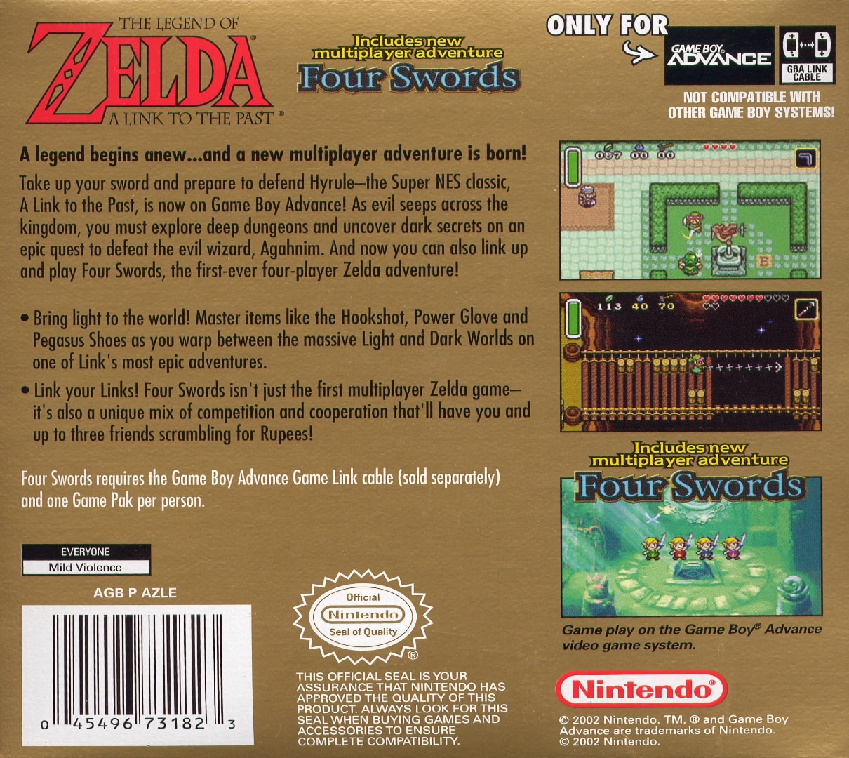 The Legend of Zelda - A Link to the Past + Four Swords Box Art - Back
