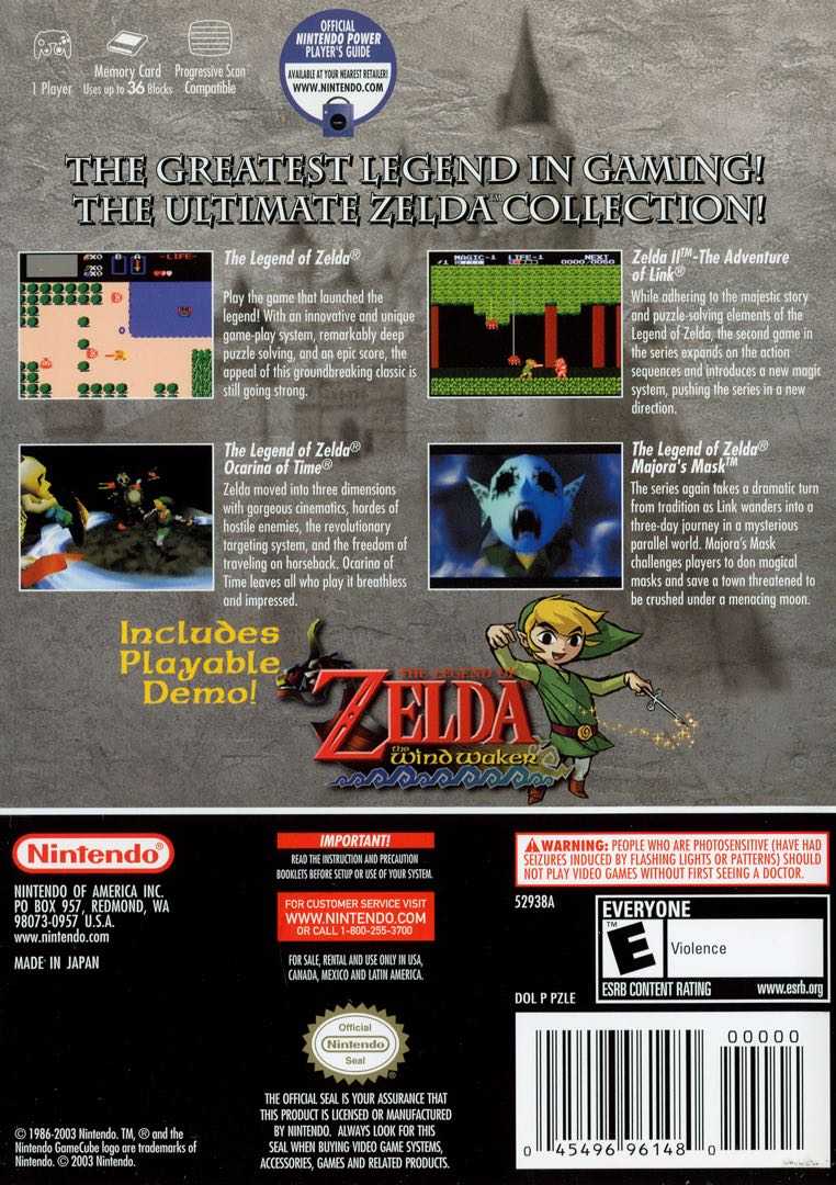 The Legend of Zelda - Collector's Edition Box Art - Back