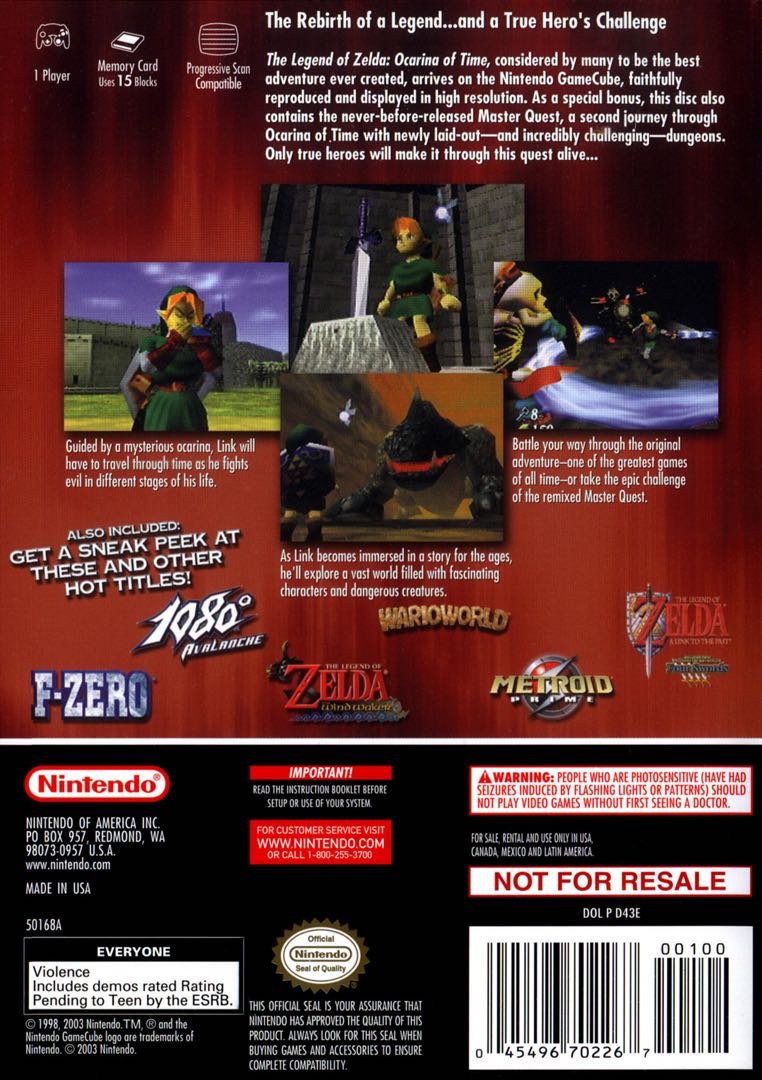 The Legend of Zelda - Ocarina of Time Master Quest Box Art - Back