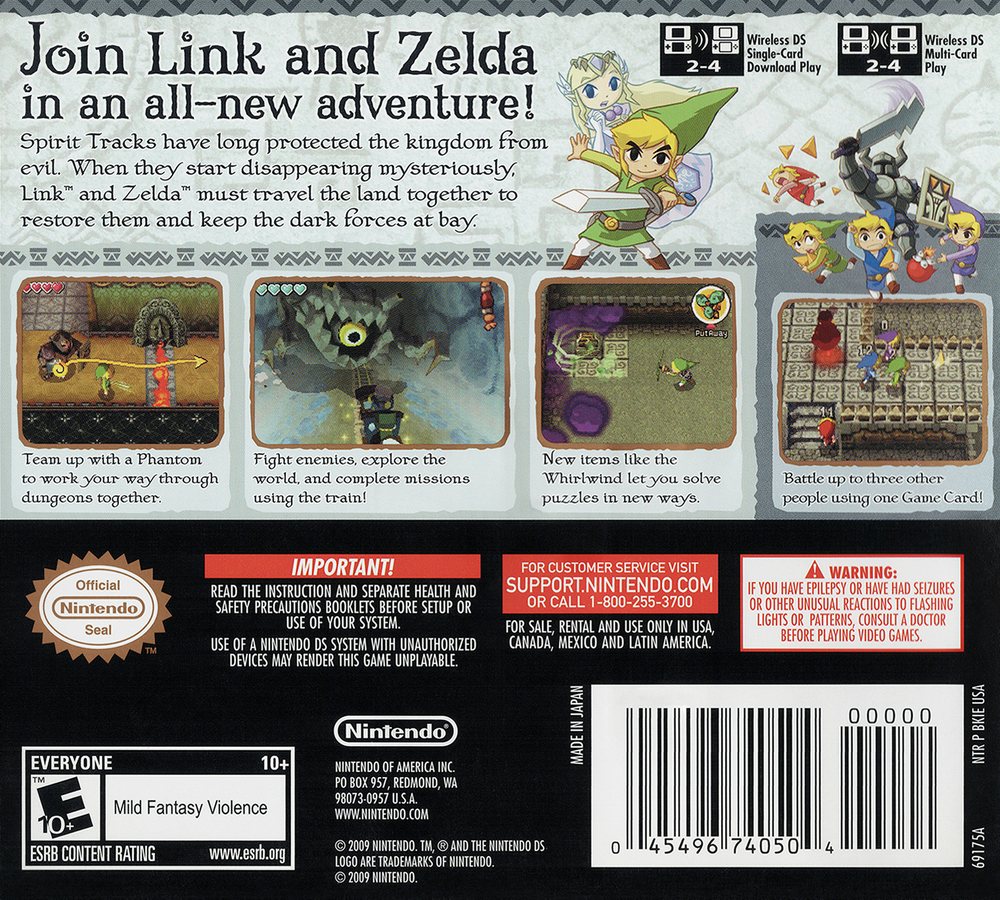 The Legend of Zelda - Spirit Tracks Box Art - Back