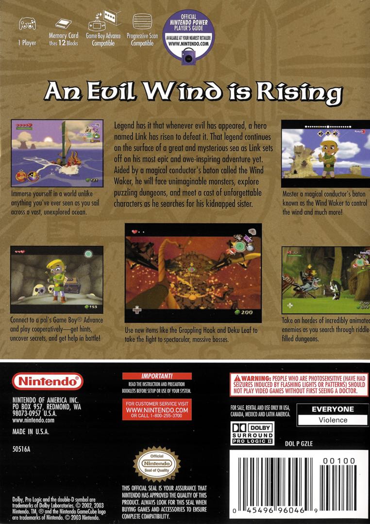 The Legend of Zelda - The Wind Waker Box Art - Back