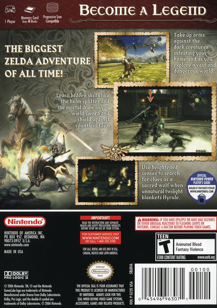 The Legend of Zelda - Twilight Princess Box Art - Back