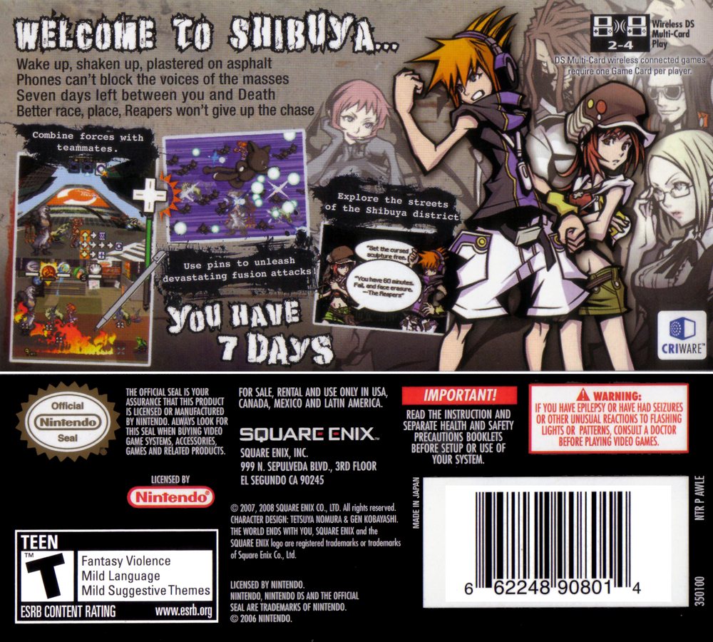 The World Ends With You Box Art - Back