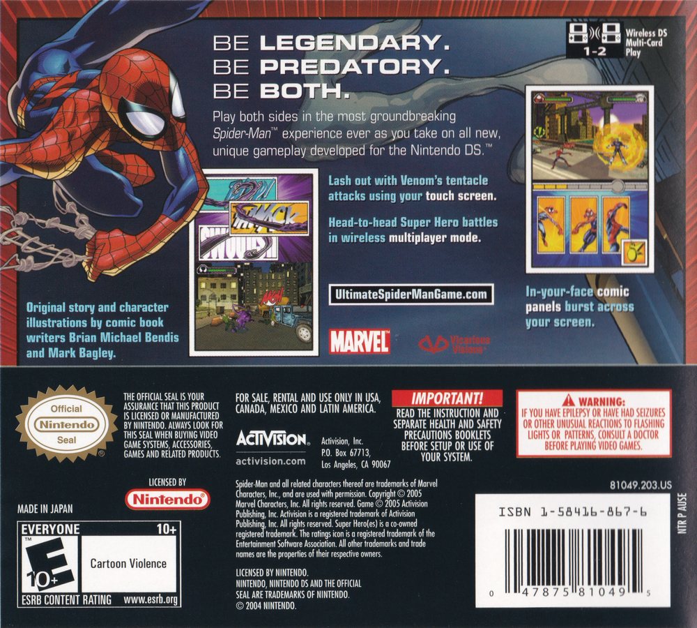 Ultimate Spider-Man Box Art - Back
