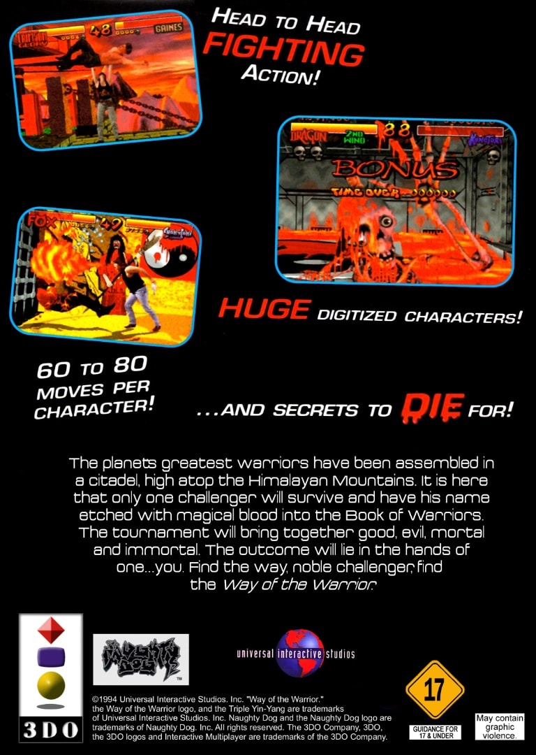 Way of the Warrior Box Art - Back